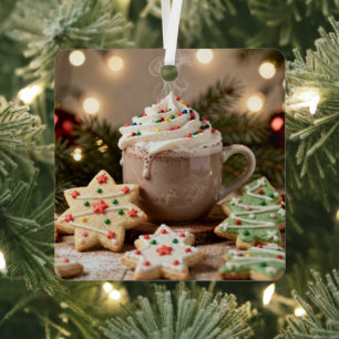 Hot Cocoa and Sugar Cookies Christmas Metal Ornament