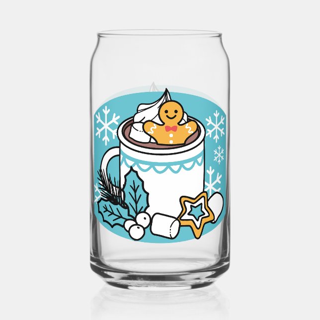 Hot Cocoa and Winter Charm - Snow Fall Cocoa Calls Can Glass (Front)