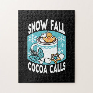 Hot Cocoa and Winter Charm - Snow Fall Cocoa Calls Jigsaw Puzzle