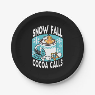 Hot Cocoa and Winter Charm - Snow Fall Cocoa Calls Paper Plate