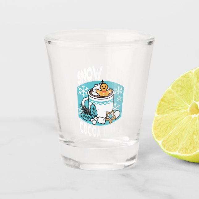 Hot Cocoa and Winter Charm - Snow Fall Cocoa Calls Shot Glass (Front)
