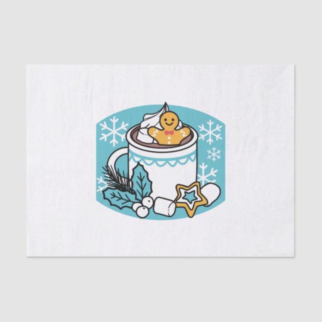 Hot Cocoa and Winter Charm - Snow Fall Cocoa Calls Tissue Paper (Front)