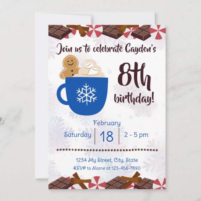 Hot Cocoa Anniversaire Fête Invitation (Devant)