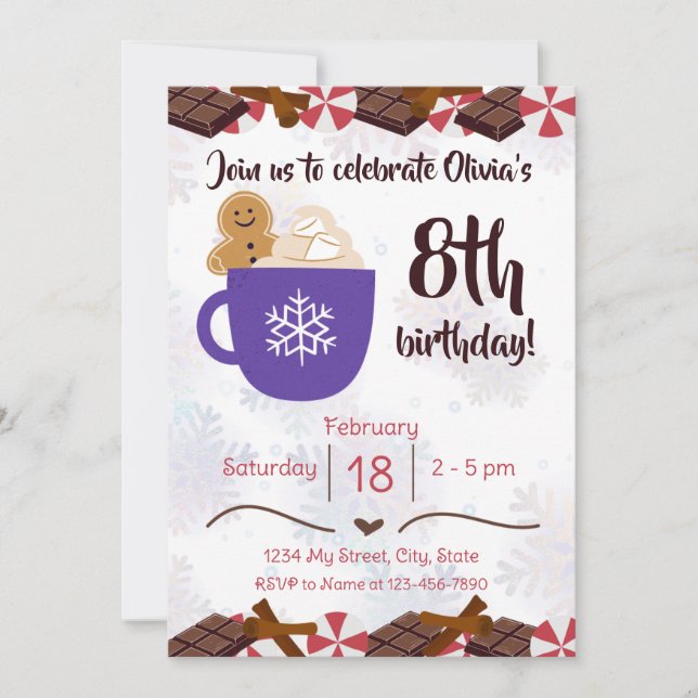 Hot Cocoa Anniversaire Fête Invitation (Devant)