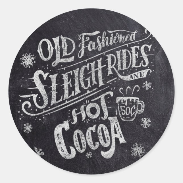 Hot Cocoa Bar Chalkboard Classic Round Sticker (Front)
