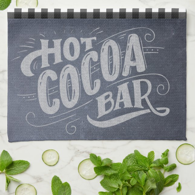 Hot Cocoa Bar Chalkboard  Kitchen Towel (Folded)