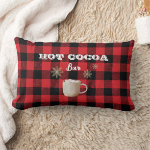Hot Cocoa Bar Check Mountain Lumbar Pillow