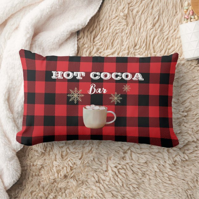 Hot Cocoa Bar Check Mountain  Lumbar Pillow (Blanket)