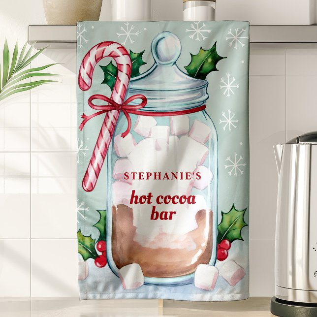 Hot Cocoa Bar Cute Personalized Christmas Kitchen Towel (Creator Uploaded)