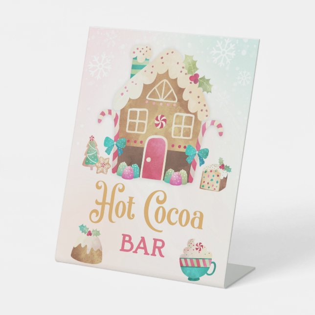 Hot Cocoa Bar Sign with Gingerbread House  (Front)