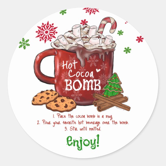Hot Cocoa Bomb Christmas Classic Round Sticker (Front)
