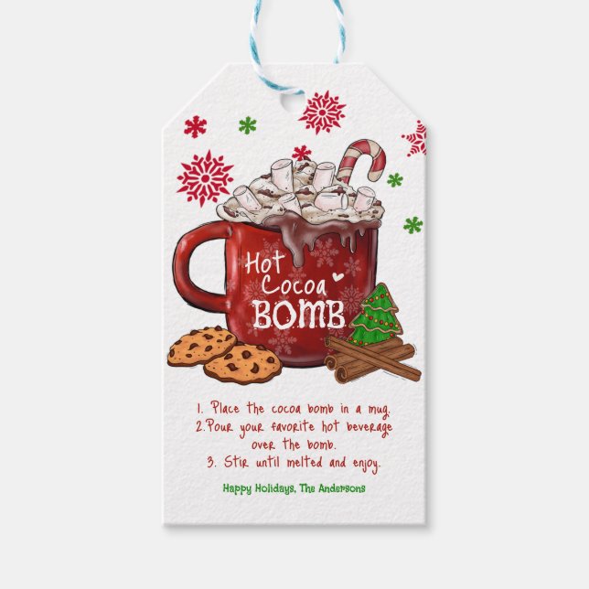 Hot Cocoa Bomb Christmas Gift Tags (Front)