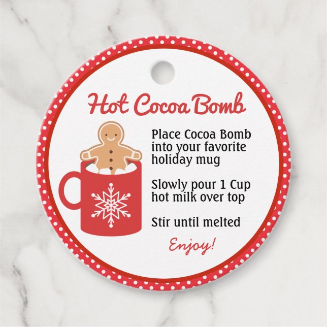 Hot Cocoa Bomb Favour Tags (Front)