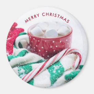 Hot Cocoa Candy Cane Scarf & Mitts Christmas Magnet