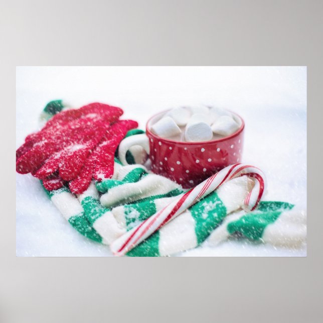 Hot Cocoa | Candy Cane | Scarf & Mitts Christmas Poster (Front)