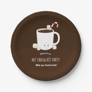 Hot Cocoa Chocolate Brown Christmas Paper Plate