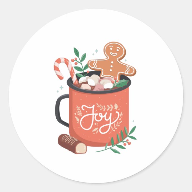 HOT COCOA CHRISTMAS CLASSIC ROUND STICKER (Front)