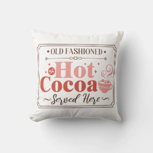 Hot Cocoa Christmas Sign Throw Pillow