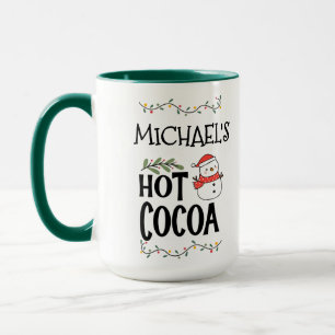 Hot Cocoa Christmas Snowman for Kids & Custom Name Mug