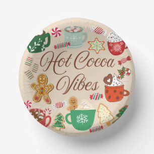 Hot Cocoa Christmas Vibes Paper Plate