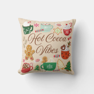 Hot Cocoa Christmas Vibes Throw Pillow