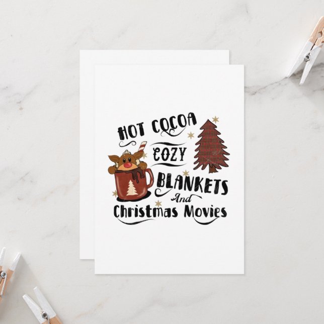 Hot Cocoa Cozy Blankets And Christmas Movies Cute  Invitation (Front/Back In Situ)