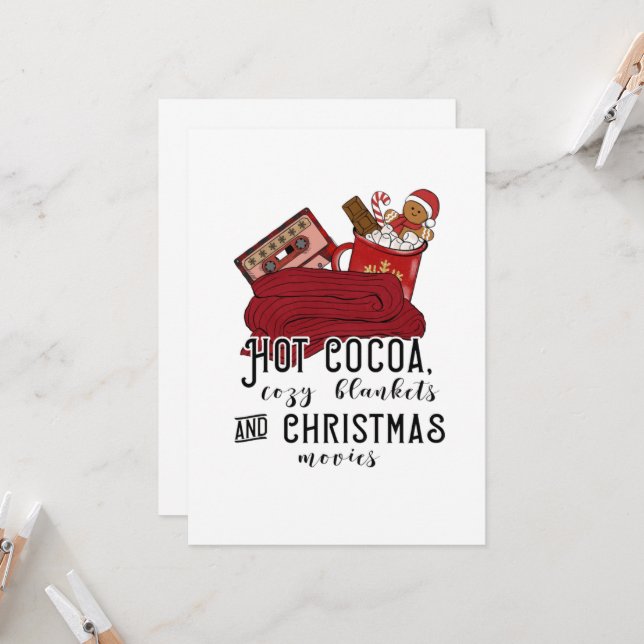 Hot Cocoa Cozy Blankets And Christmas Movies Cute  Invitation (Front/Back In Situ)