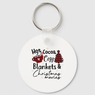 Hot Cocoa Cozy Blankets Christmas Movies Buffalo P Keychain