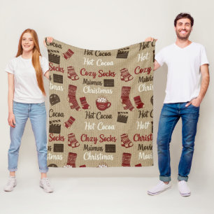 Hot Cocoa Cozy Socks & Christmas Movies Warm Fleece Blanket