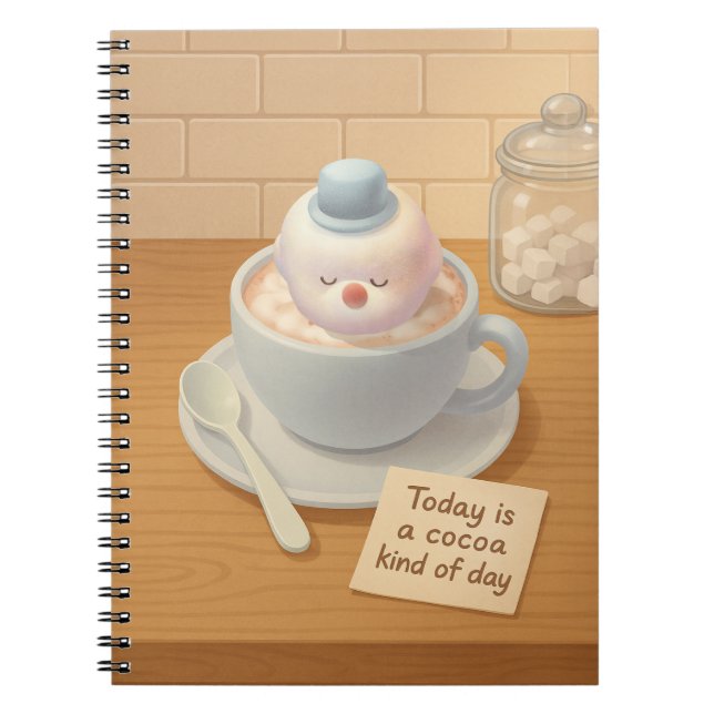 Hot Cocoa Day: Smiling Bichon Marshmallow Art Notebook (Front)