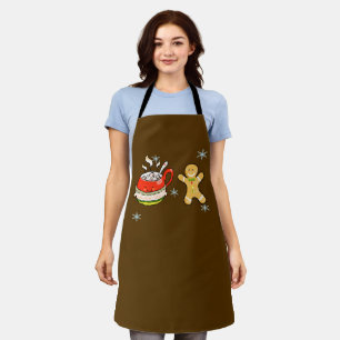 hot cocoa drink + gingerbread man apron