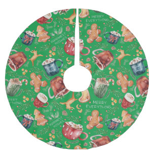 Hot Cocoa Gingerbread Cookies Rustic Christmas Brushed Polyester Tree Skirt