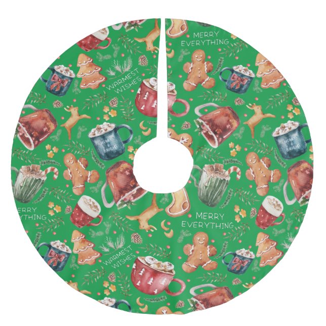 Hot Cocoa Gingerbread Cookies Rustic Christmas Brushed Polyester Tree Skirt (Front)