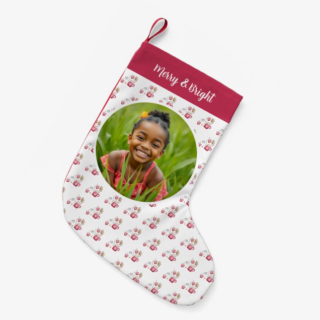 Hot Cocoa Holiday Party Watercolor Art Small Christmas Stocking (Front (Hanging))