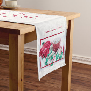 Hot Cocoa Marshmallows & Candy Cane Christmas Short Table Runner