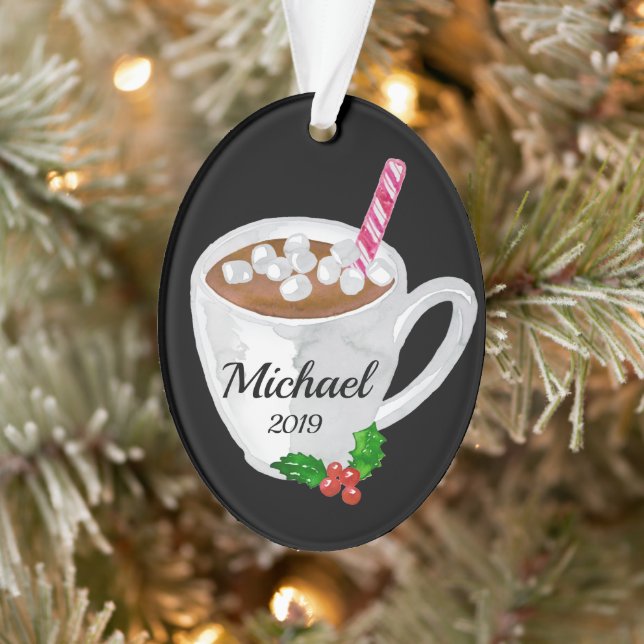 Hot Cocoa Mug Personalized Ornament (Tree)