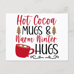 Hot Cocoa Mugs & Hugs Holiday Postcard
