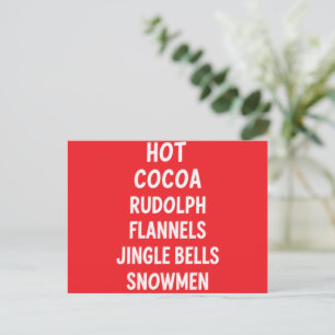 Hot Cocoa Rudolph Flannels Jingle Bells Santa  Holiday Postcard
