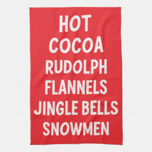 Hot Cocoa Rudolph Flannels Jingle Bells Santa  Kitchen Towel