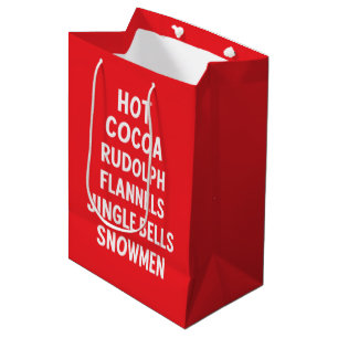 Hot Cocoa Rudolph Flannels Jingle Bells Santa Medium Gift Bag