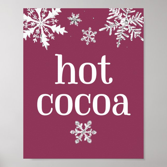 Hot Cocoa Snowflake Party Sign (Front)