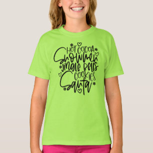 Hot Cocoa Snowmen Jingle Bells Cookies Santa T-Shirt