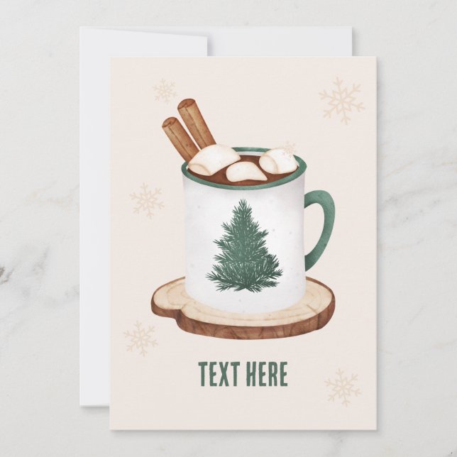 Hot cocoa with marshmallow  holiday card (Front)