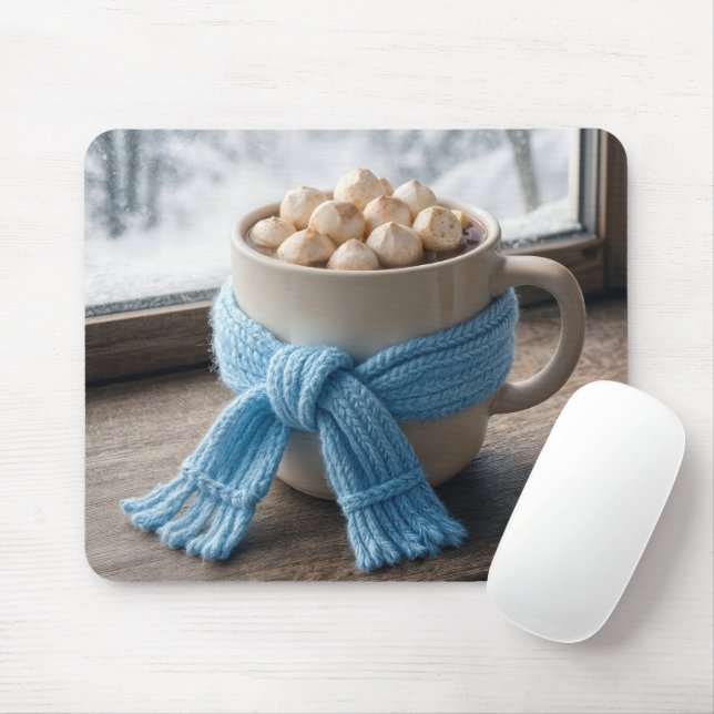 Hot Cocoa With Winter Scarf Mouse Pad (With Mouse)