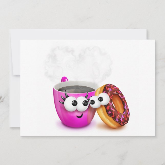 Hot Coffee And A Doughnut Invitations (Front)