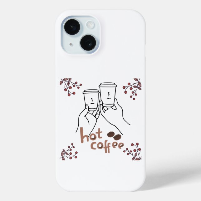 Hot Coffee Cozy Hand Drawn Coffee Lovers Botanical Case-Mate iPhone Case (Back)