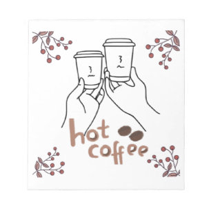 Hot Coffee Cozy Hand Drawn Coffee Lovers Botanical Notepad