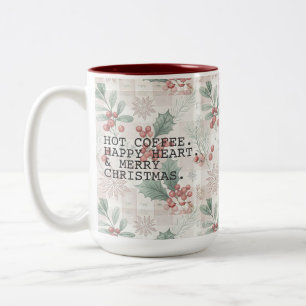 Hot Coffee Merry Christmas Two-Tone Coffee Mug