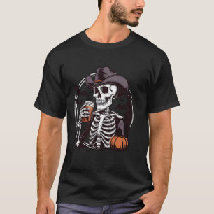 Hot Coffee Skeleton Women Halloween Funny Skull Co T-Shirt