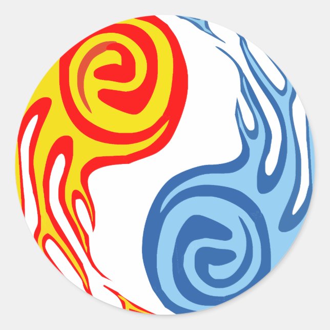 Hot & Cold - Fire & Water Yin Yang Tattoo Classic Round Sticker (Front)